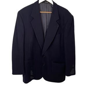 VTG Oscar de la Renta Studio Navy Wool Blend 2 Button Coat Men’s Sz 44R